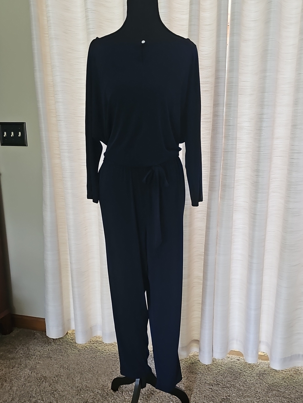 Navy Blue 3/4 Sleeve Jumpsuit